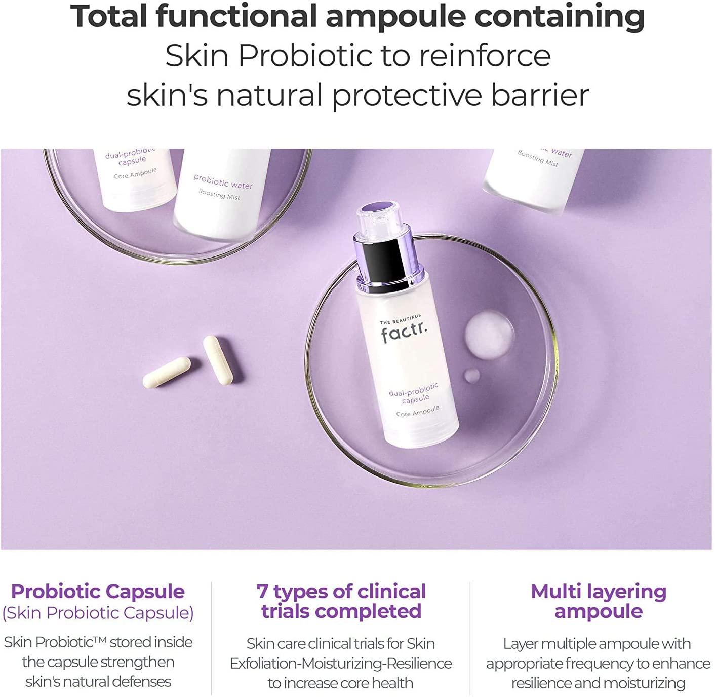 The Beautiful Factr. Dual Probiotic Capsule Core Ampoule with Skin Probiotic Formula | Korean Beauty | 100ml