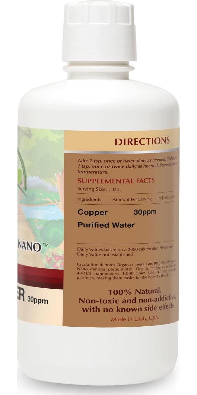 The Best Nano Colloidal Copper - 30 PPM of Colloidal Copper - Colloidal Minerals -Colloidal Copper Liquid (32oz)