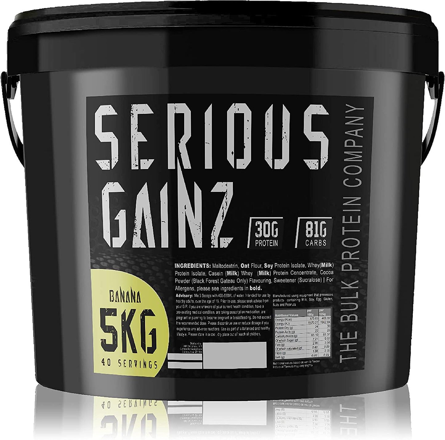 The Bulk Protein Company - Serious Gainz – Mass Gainer Protein Powder – Banana 5kg