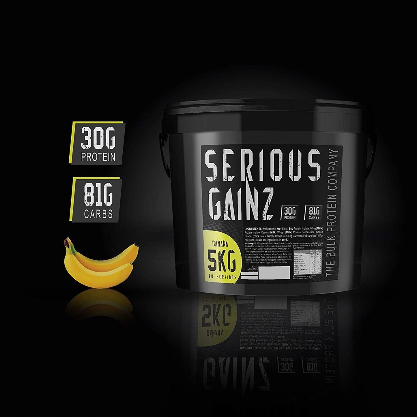 The Bulk Protein Company - Serious Gainz – Mass Gainer Protein Powder – Banana 5kg