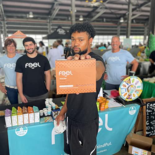 The Feel Bar | Functional Protein Bars | Cacao Choco Chip | 10 Count, 2oz Snack Bars | Focus with Lions Mane Mushroom | Vegan, Gluten Free, Nut Free, Soy Free, Dairy Free, Grain Free, Non-GMO, No Sugar Alcohols, No Added Sugar