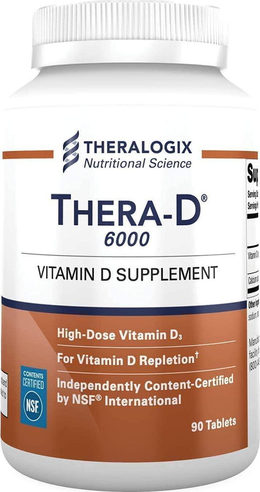 Thera-D 6000 Vitamin D Supplement | 6,000 iu Vitamin D3 Tablets | 90 Day Supply | Made in The USA