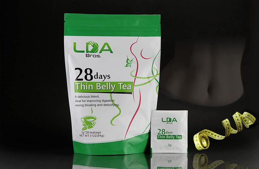 Thin Belly Tea, 28 Days Detox 100% Natural Herbs, Supports a Healthy Weight, Helps reduce Bloating, Energy,Servings., ideal for improving digestion and Detoxifying. Green white 0.11 Ounce(Pack of 28)