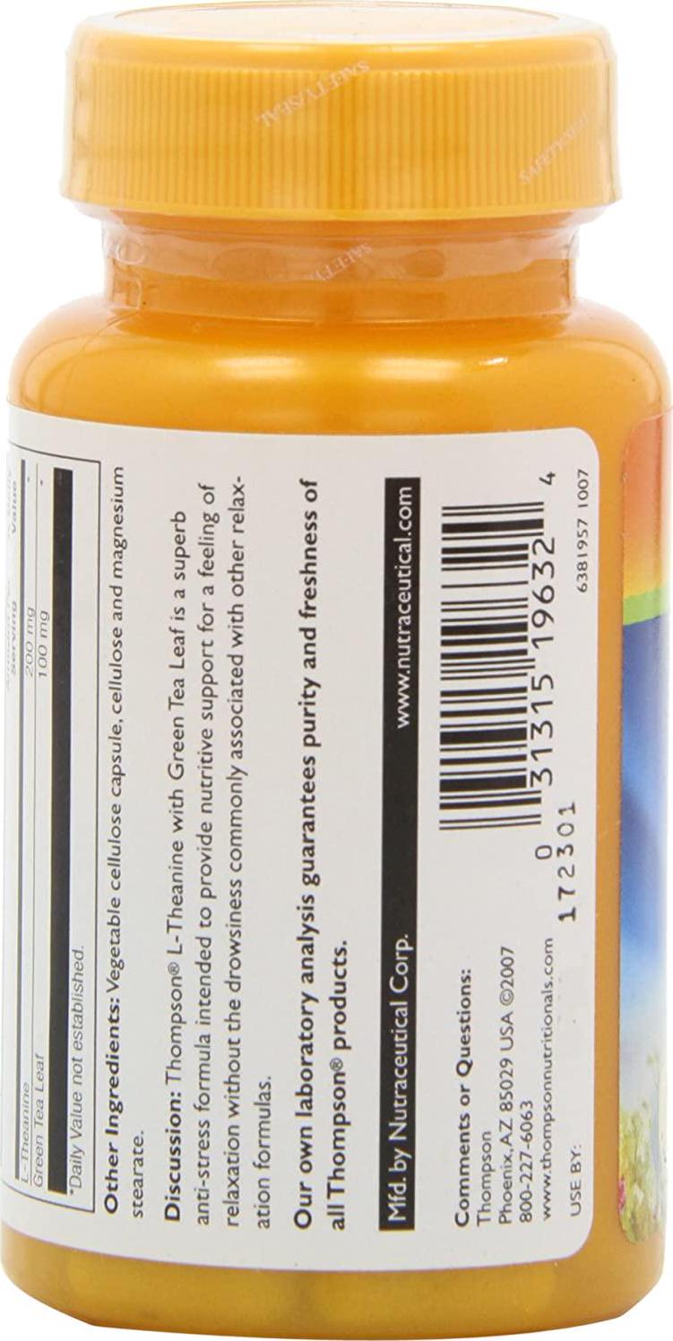 Thompson L-Theanine, Veg Cap (Btl-Plastic) 200mg 30ct