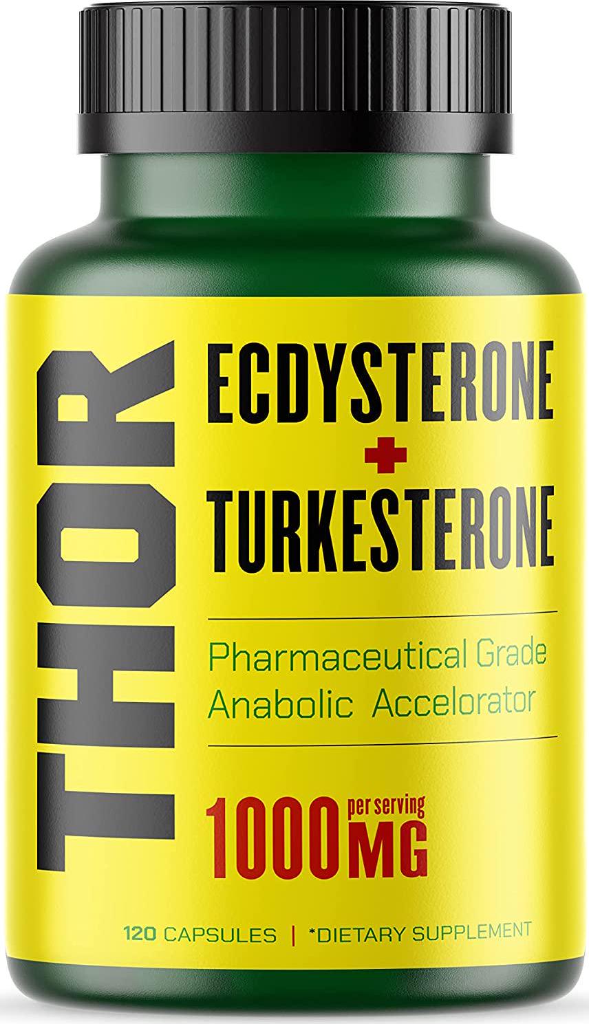 Thor - Turkesterone 95% + Ecdysterone Supplement | 1000MG Synthesized w/ Cyclodextrin for Max Absorbtion + Huge Gains (Turkestrone, Edcystrone, Ajuga Turkestanica Extract, Turkestone, Beta, Anabolic)