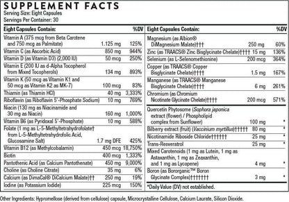 Thorne Advanced Nutrients - Advanced Multi-Vitamin-Mineral Supplement to Support Foundational System, Healthy Aging, and Eye Health - Gluten-Free, Soy-Free, Dairy-Free - 30 Servings