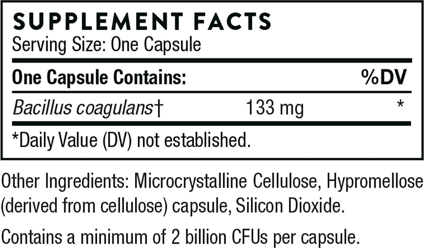 Thorne Bacillus Coagulans - Daily Probiotic Supplement to Support Gut Health and Bowel Regularity - Gluten-Free, Soy-Free, Dairy-Free - 60 Capsules