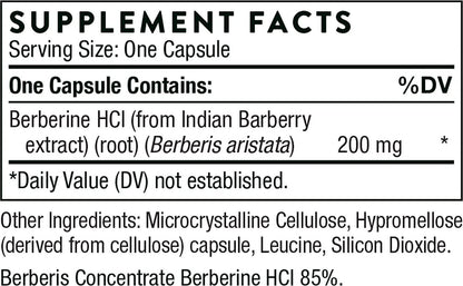 Thorne Berbercap - 200 mg Berberine - Supports Heart Health, Immune System, Weight Management, Healthy Cholesterol, and GI - 60 Capsules