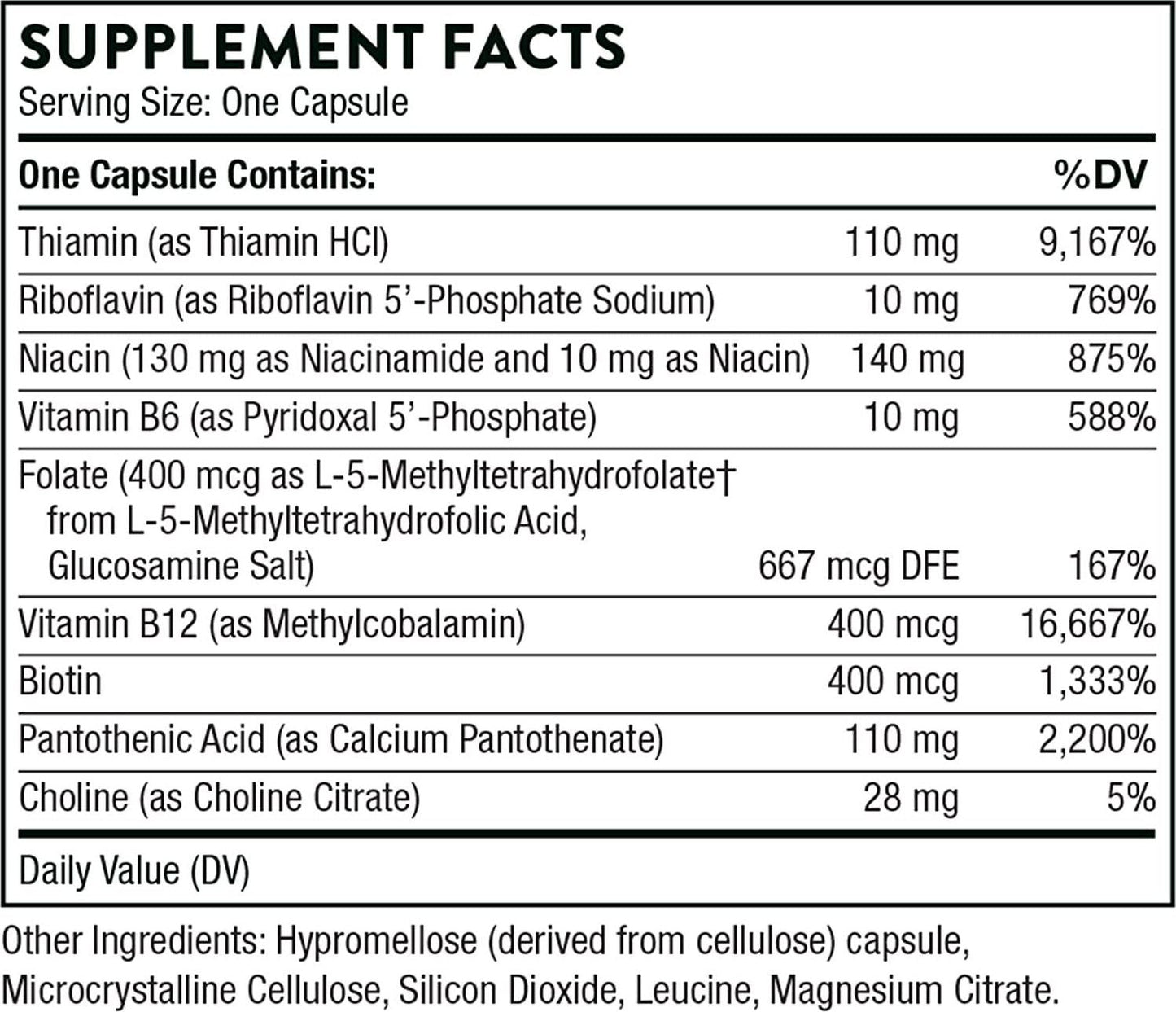 Thorne Research - Basic B Complex - B Vitamins in Their Active Forms - 60 Capsules