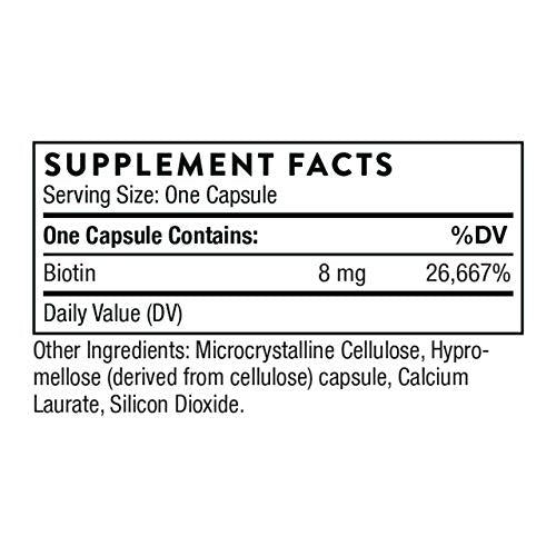 Thorne Research - Biotin 8 - Vitamin B7 (Biotin) for Healthy Hair, Nails, and Skin - 60 Capsules