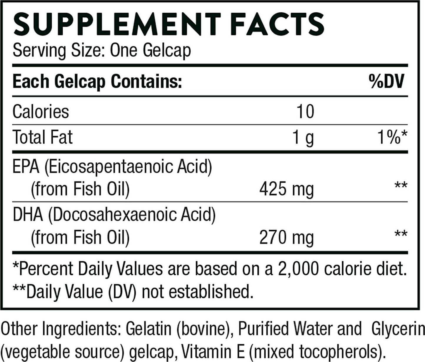 Thorne Research - Super EPA - Concentrated Omega-3 Fatty Acid Supplement - One Gelcap Contains: 425 mg EPA with 270 mg DHA - 90 Gelcaps