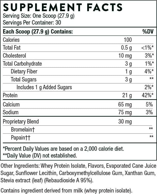 Thorne Research - Whey Protein Isolate - Easy-to-Digest Whey Protein Isolate Powder - NSF Certified for Sport - Vanilla - 29.5 Oz