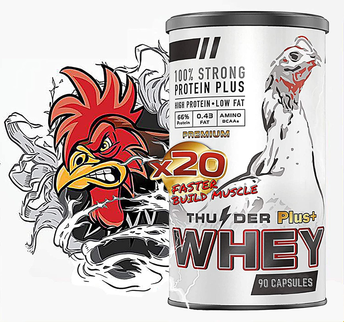 Thunder MAXX and Faster X3 Fast Result New Formula Rooster Booster Vitamins Health Supplement Capsules Chicken Support Energy Power and Big Muscle Gain Feed Cock Fighting Gamecocks, Poultry 90 Capsule