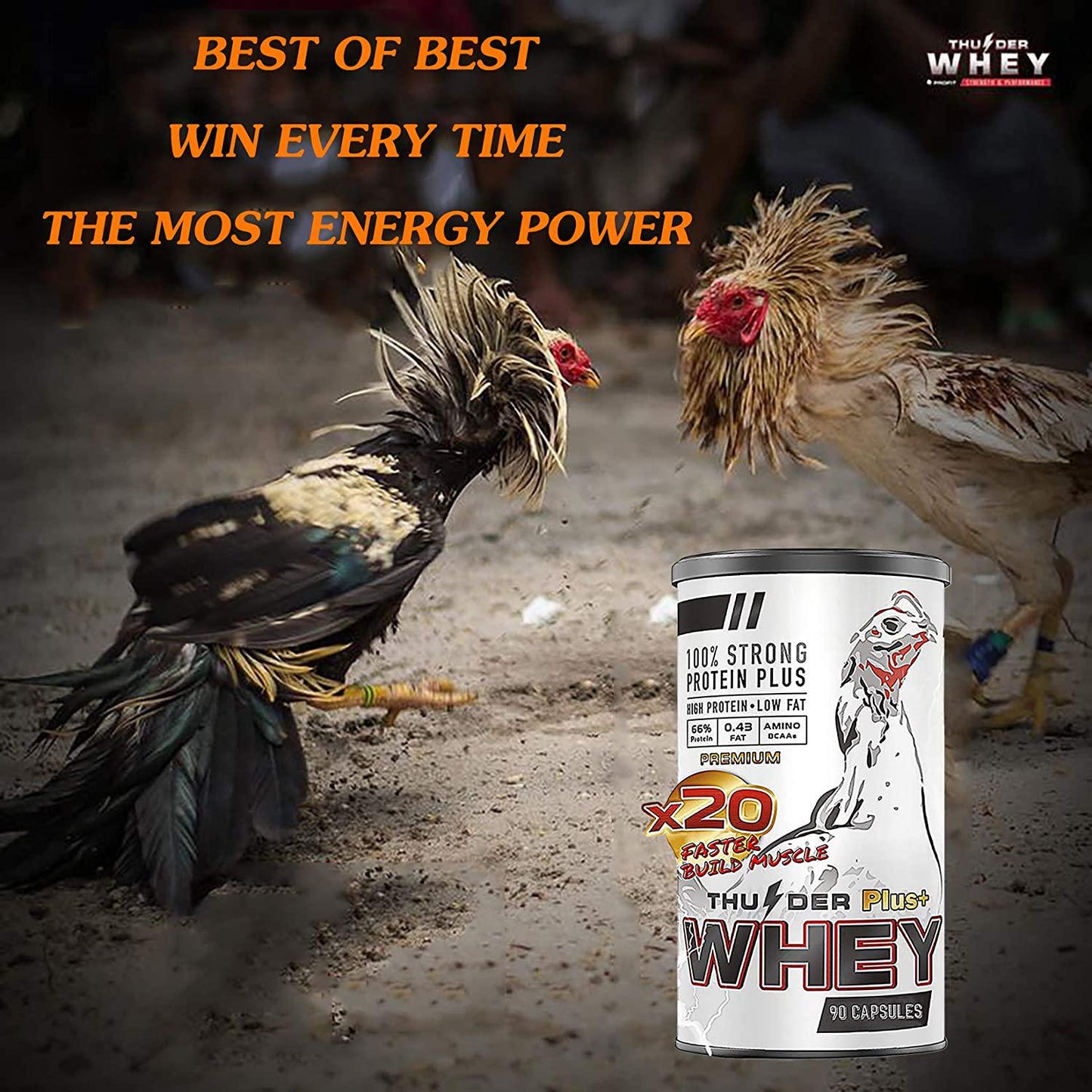 Thunder MAXX and Faster X3 Fast Result New Formula Rooster Booster Vitamins Health Supplement Capsules Chicken Support Energy Power and Big Muscle Gain Feed Cock Fighting Gamecocks, Poultry 90 Capsule