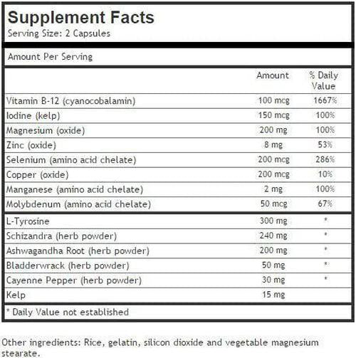 ThyroAid Ultimate Thyroid Support - Natural Herbal Thyroid Formula with Iodine (Kelp), Ashwagandha (Withania) and L-Tyrosine to Support Thyroid Health and Reduce Fatigue - 60 Capsules