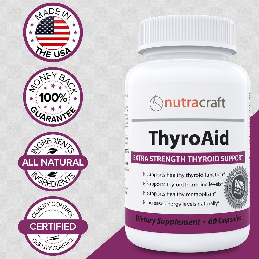 ThyroAid Ultimate Thyroid Support - Natural Herbal Thyroid Formula with Iodine (Kelp), Ashwagandha (Withania) and L-Tyrosine to Support Thyroid Health and Reduce Fatigue - 60 Capsules