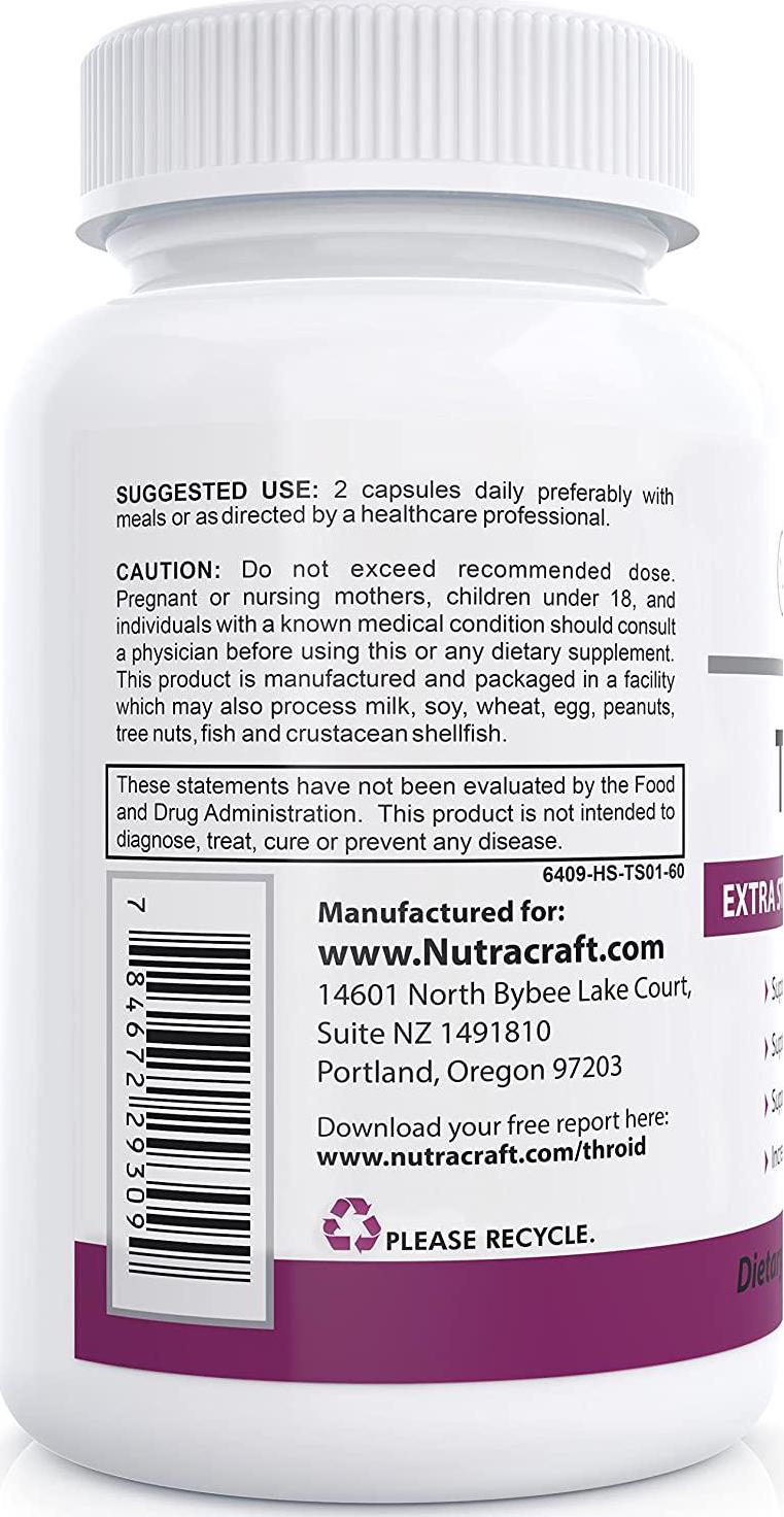 ThyroAid Ultimate Thyroid Support - Natural Herbal Thyroid Formula with Iodine (Kelp), Ashwagandha (Withania) and L-Tyrosine to Support Thyroid Health and Reduce Fatigue - 60 Capsules
