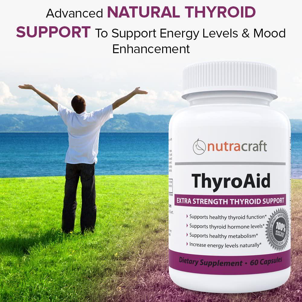 ThyroAid Ultimate Thyroid Support - Natural Herbal Thyroid Formula with Iodine (Kelp), Ashwagandha (Withania) and L-Tyrosine to Support Thyroid Health and Reduce Fatigue - 60 Capsules