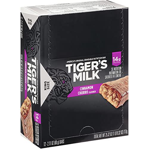 Tiger's Milk King Size Cinnamon Churro Flavored Protein Bar, 60 g (Pack of 12)