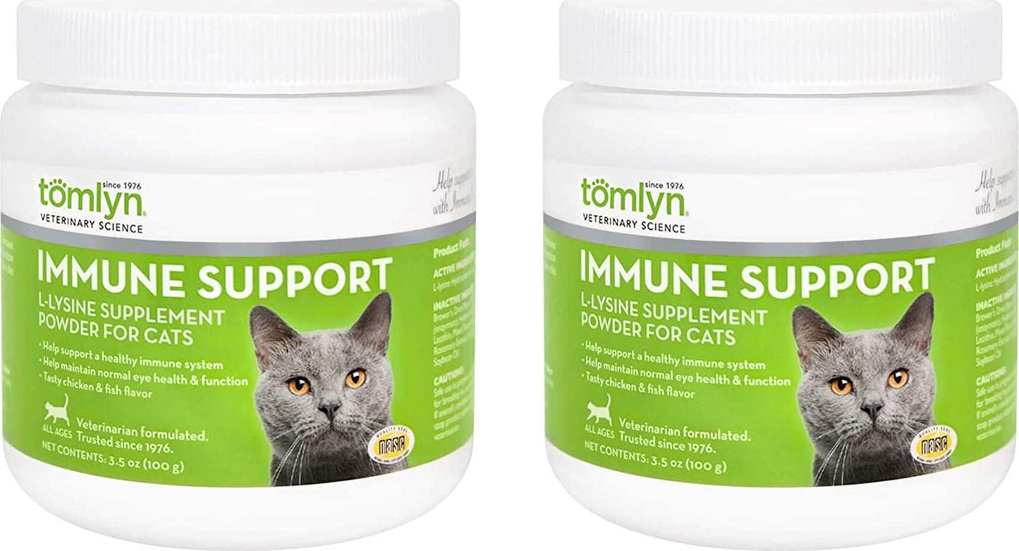 Tomlyn 2 Pack of Immune Support L-Lysine Powder, 100 Grams each, for Cats, Supports Respiratory and Eye Health