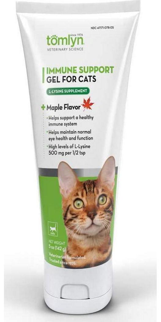 Tomlyn Immune Support Daily L-Lysine Supplement, Maple-Flavored Lysine Gel for Cats and Kittens, 3.5oz