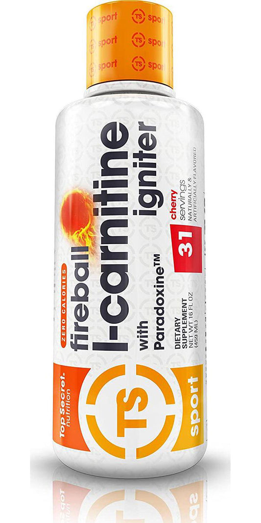 Top Secret Nutrition Fireball L-Carnitine Liquid w/Paradoxine, Cherry, 16 Ounce