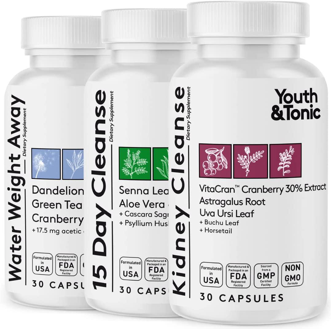 Total Body Cleanse Detox for Women and Men to Flush Out Residual Waste and Excess Water Weight | Colon Kidney Urinary Tract and Fluid Loss Support | Diuretic Pills for Belly Bloat and Swelling to Feel Lighter