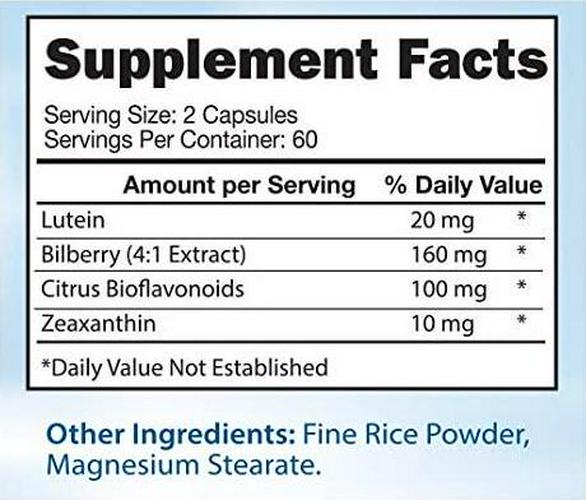 Total Eye Complex with Lutein, Bilberry and Zeaxanthin - Support Eye Health and Visual Acuity (120 Capsules)
