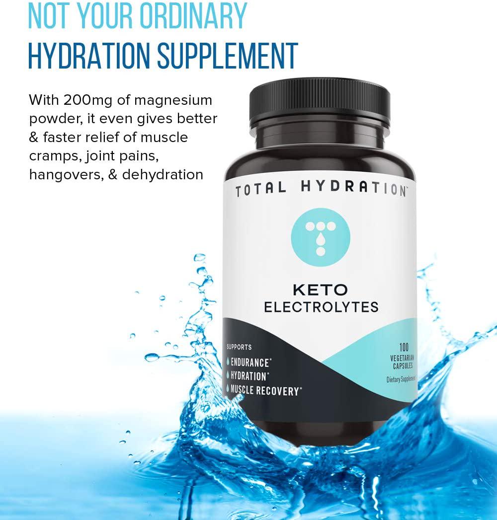 Total Hydration Keto Electrolyte (100ct) Electrolyte Pills for Endurance, Hydration, Rejuvenation, Vegan-Friendly Electrolyte with Magnesium, Calcium, Sodium, Potassium, Chloride