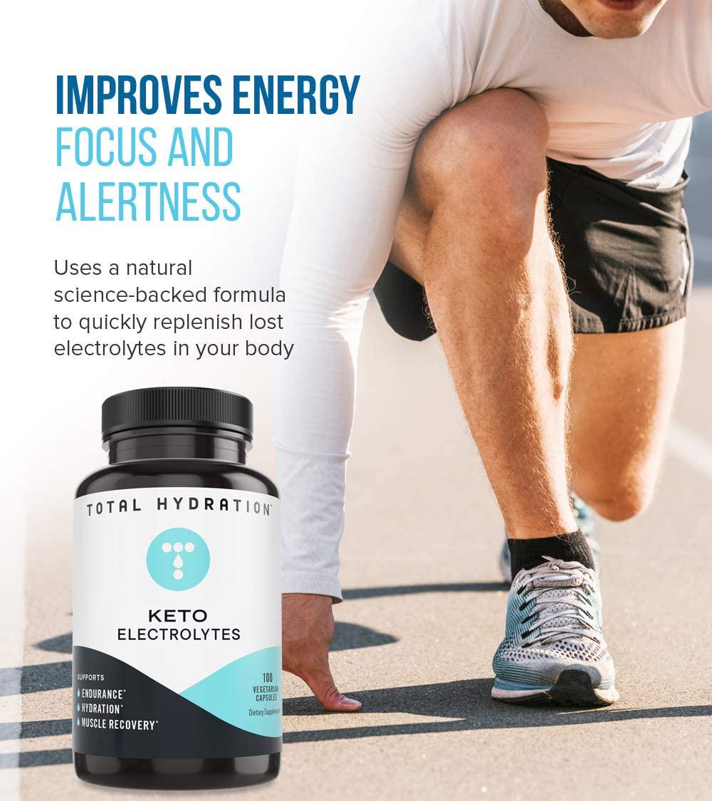 Total Hydration Keto Electrolyte (100ct) Electrolyte Pills for Endurance, Hydration, Rejuvenation, Vegan-Friendly Electrolyte with Magnesium, Calcium, Sodium, Potassium, Chloride