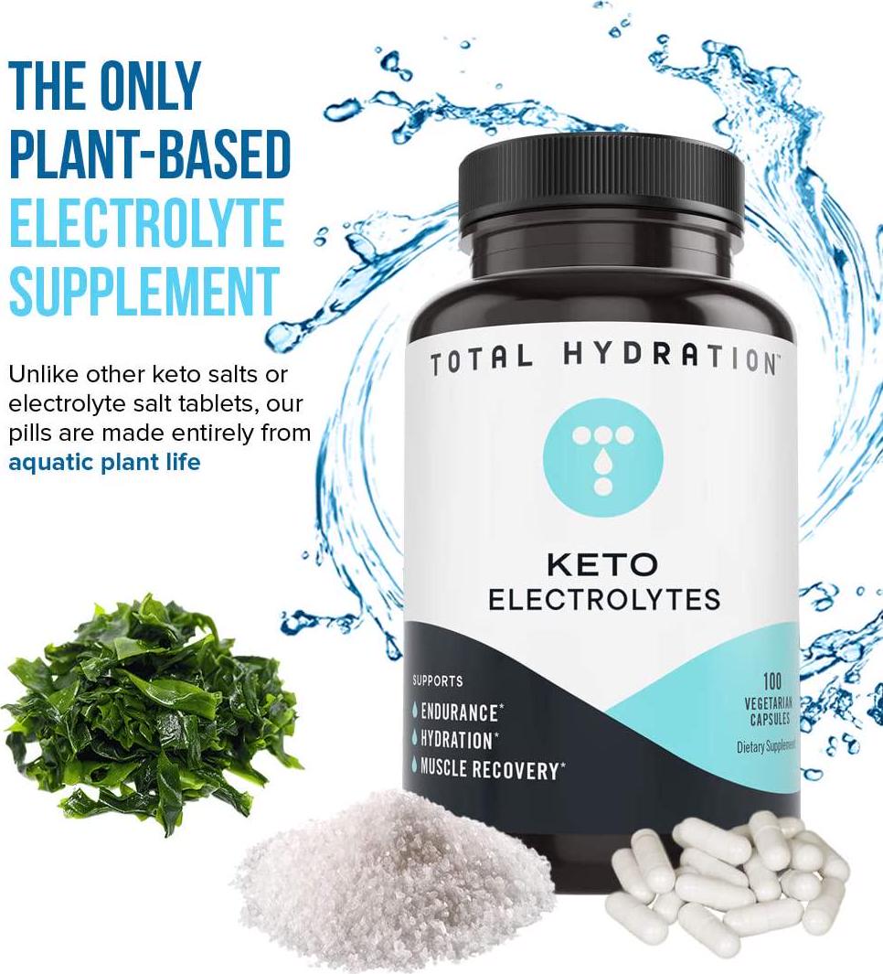 Total Hydration Keto Electrolyte (100ct) Electrolyte Pills for Endurance, Hydration, Rejuvenation, Vegan-Friendly Electrolyte with Magnesium, Calcium, Sodium, Potassium, Chloride