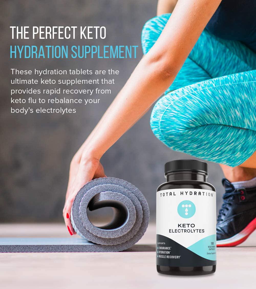 Total Hydration Keto Electrolyte (100ct) Electrolyte Pills for Endurance, Hydration, Rejuvenation, Vegan-Friendly Electrolyte with Magnesium, Calcium, Sodium, Potassium, Chloride