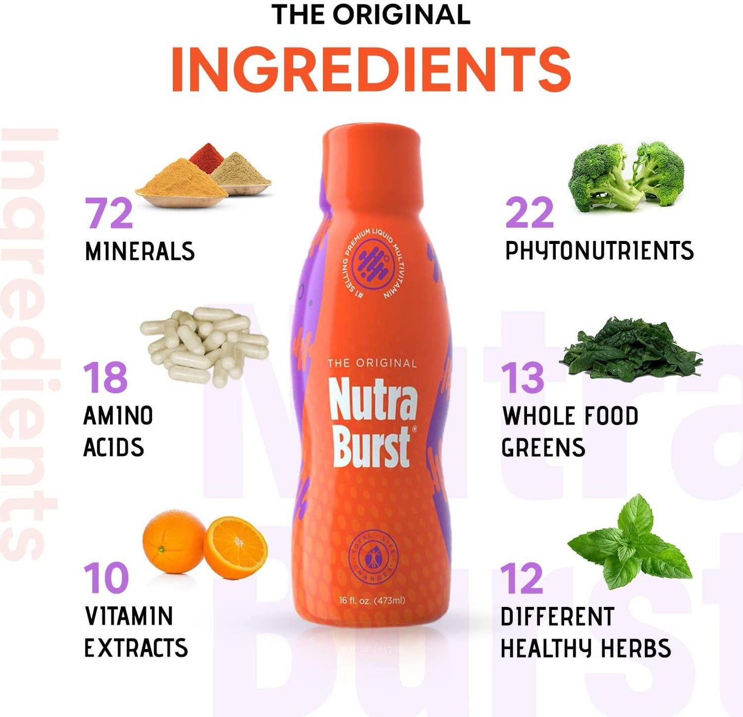 Total Life Changes NutraBurst Premium Liquid Multivitamin - Powerful Nutritional Formula - Boosts Energy, Detoxify and Balance Your Diet - 32 servings (16 fl Oz | 470ml)