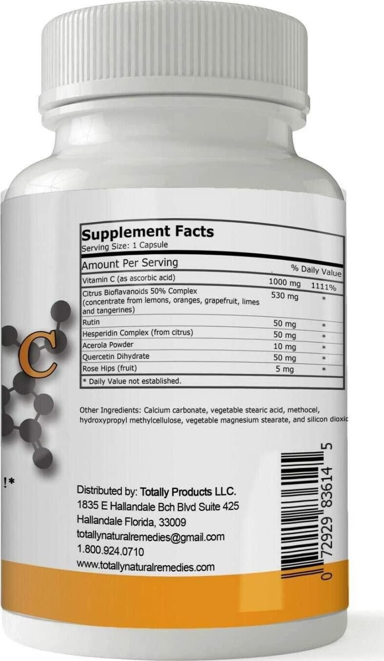 Totally Natural Remedies Ultimate Vitamin C 1000mg, Supports Healthy Immune System, Vegan, 60 Tablets, 1 Month Supply Beige