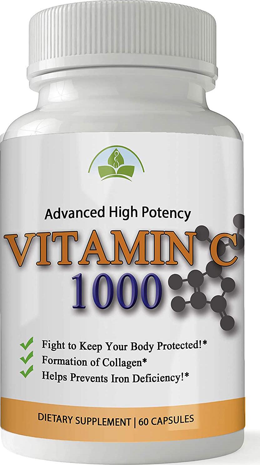 Totally Natural Remedies Ultimate Vitamin C 1000mg, Supports Healthy Immune System, Vegan, 60 Tablets, 1 Month Supply Beige