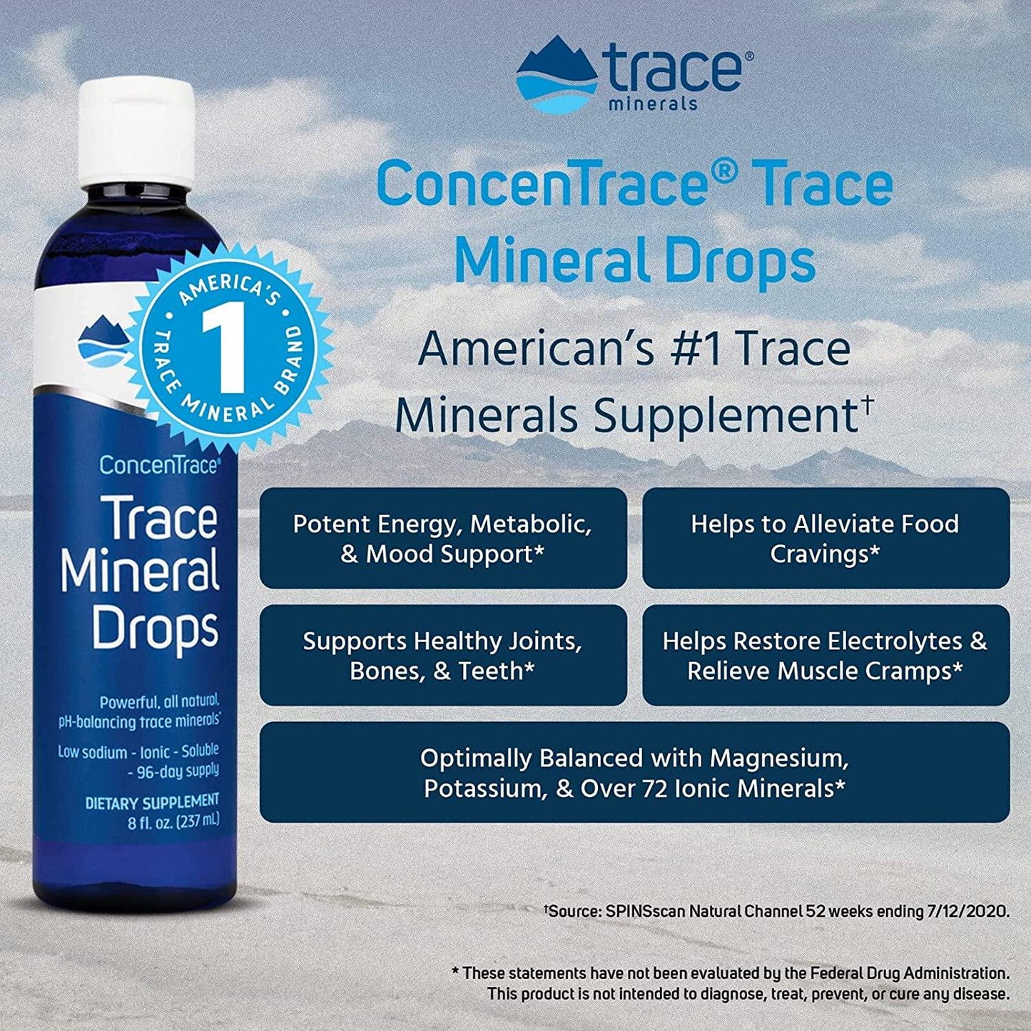 Trace Minerals Research - Concentrace Trace Mineral Drops - 8 Fl Oz (Pack of 1)