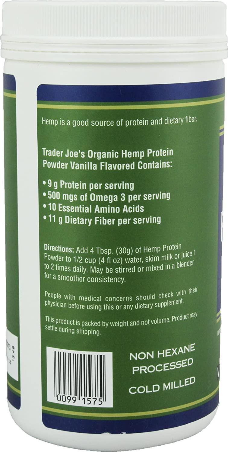 Trader Joe's 16 Oz. Organic Hemp Protein Powder Dietary Supplement (Vanilla)