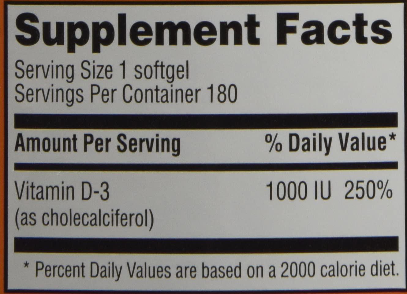 Trader Joe's Vitamine D-3 1000iu, 180softgels