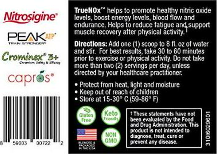 True-NOx Nitric Oxide Supplement Stimulant Free Pre-Workout Powder ft. Nitrosogine L-Arginine, Peak ATP, and Beetroot Juice Powder
