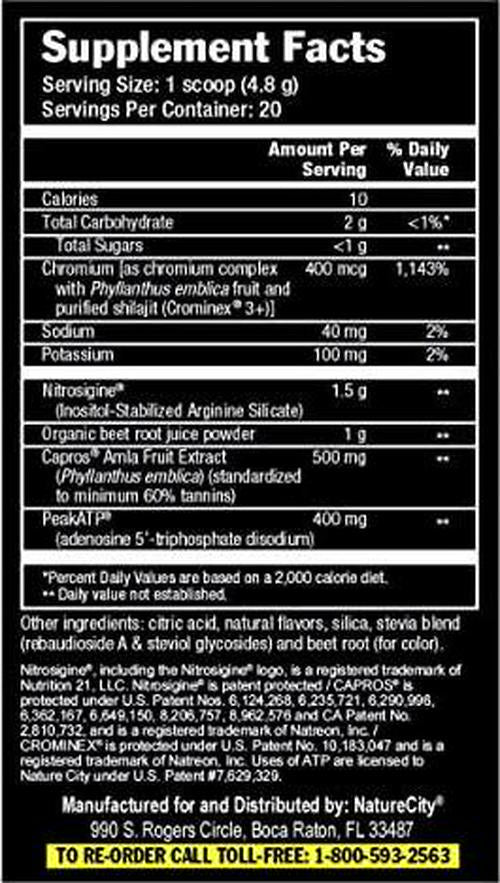 True-NOx Nitric Oxide Supplement Stimulant Free Pre-Workout Powder ft. Nitrosogine L-Arginine, Peak ATP, and Beetroot Juice Powder