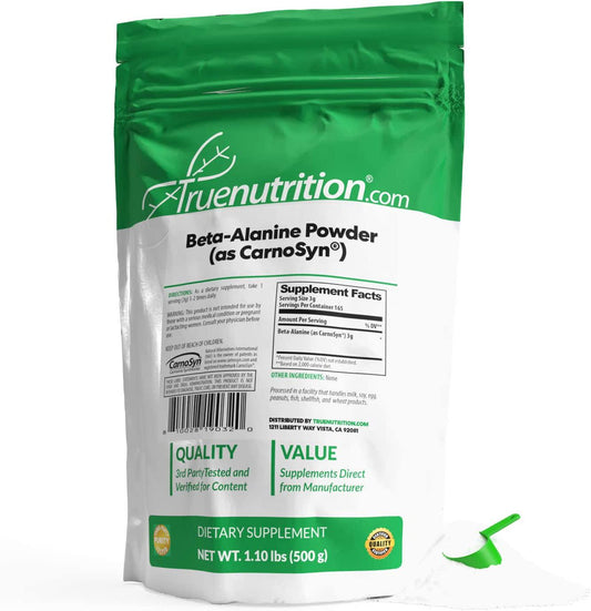 True Nutrition - Beta-Alanine Powder (as CarnoSyn) - Supports Increased Energy Production, Endurance, and Muscle Recovery - Vegan - 500 Grams