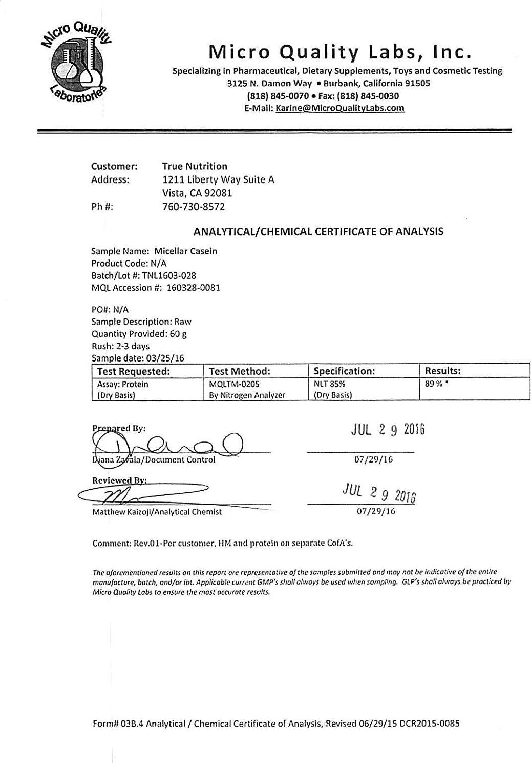 True Nutrition Micellar Casein Protein | 3rd Party Tested | Made in The USA (Unflavored 5 lb.)