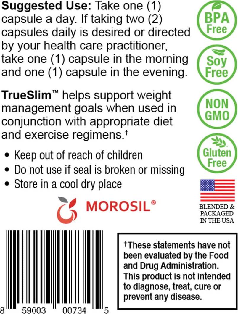 True-Slim 400mg Morosil Weight and Fat Loss Supplement Helps Reduce Fat Accumulation