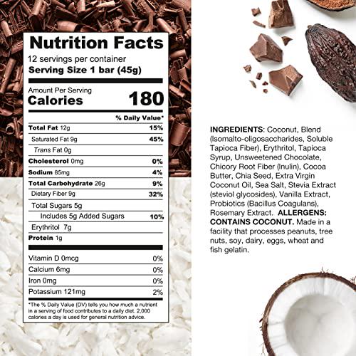 Truth Bar Healthy Snack, Omega 3 from Chia, Plant based, Prebiotics and Probiotics, High fiber, Low sugar, Keto, Kosher, Dark Chocolate, Vegan, Gluten Free, 12 Ct, 45g ea.