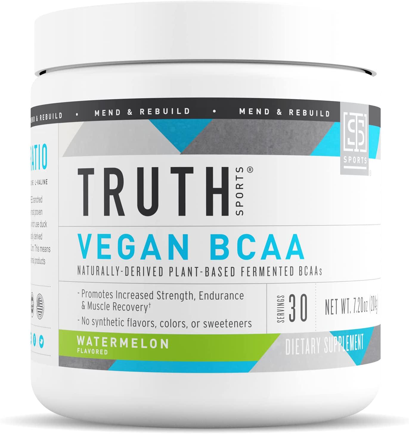 Truth Nutrition Vegan BCAA Powder- 2:1:1 Ratio Natural BCAAS Amino Acids Powder for Energy, Muscle Building, Post Workout Recovery Drink for Muscle Recovery (Watermelon, 30 Servings)
