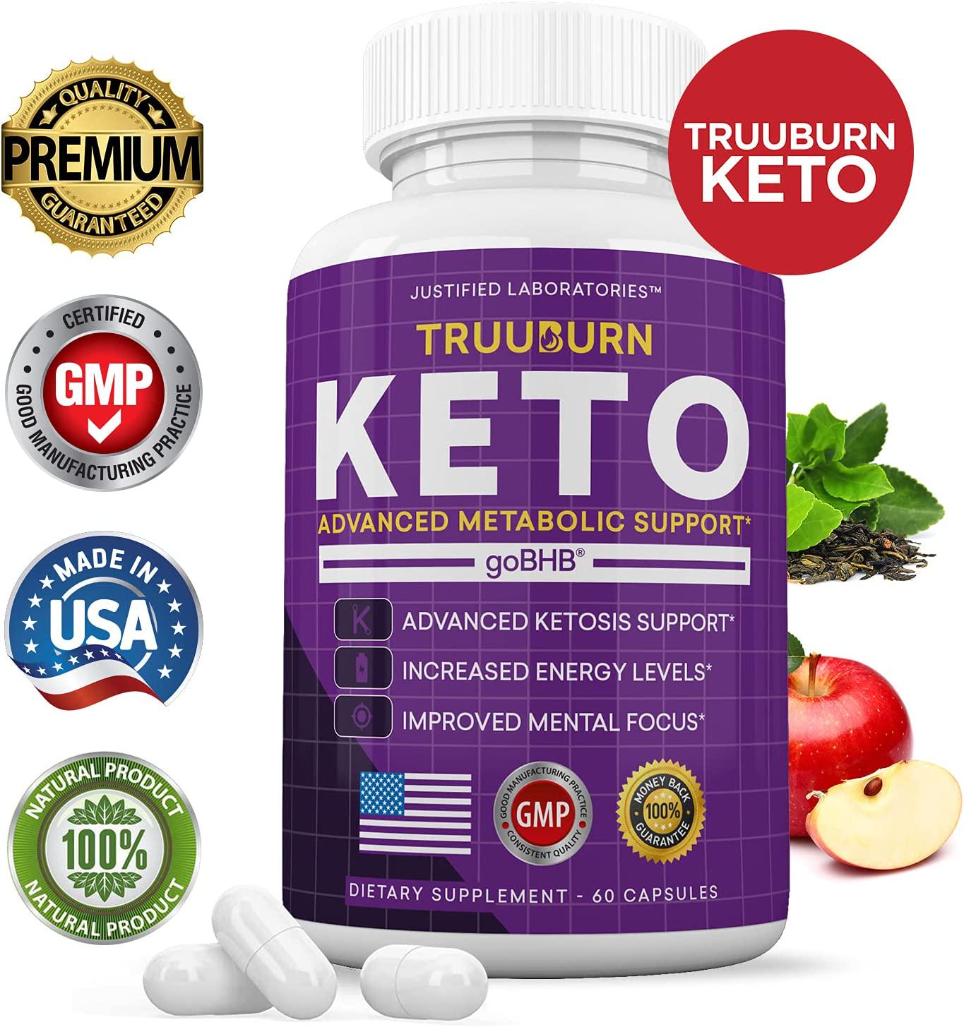 TruuBurn Keto Pills Includes Apple Cider Vinegar goBHB Exogenous Trueburn Ketones True Burn Advanced Ketogenic Truu Burn Supplement Ketosis Support for Men Women 60 Capsules