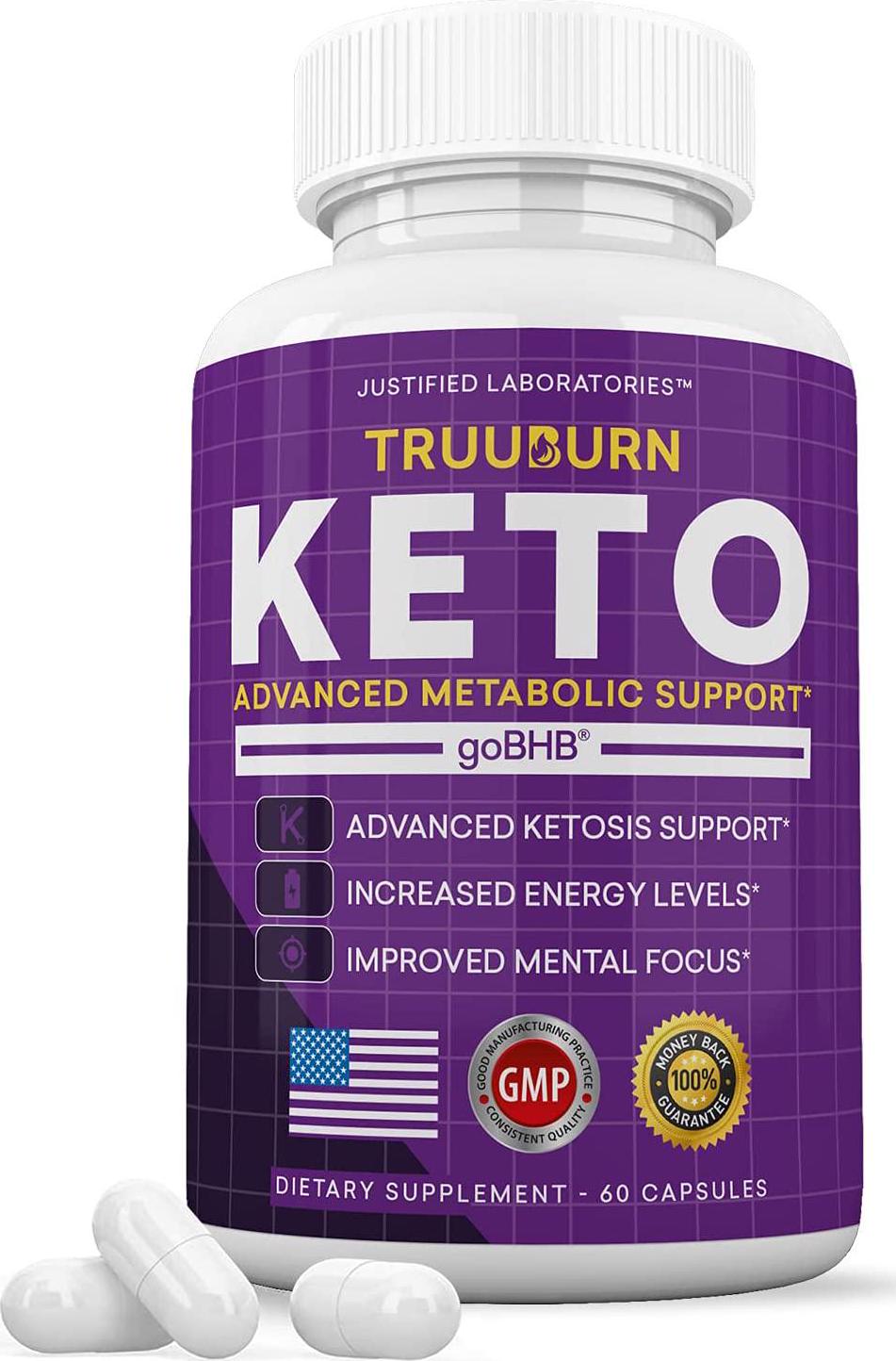 TruuBurn Keto Pills Includes Apple Cider Vinegar goBHB Exogenous Trueburn Ketones True Burn Advanced Ketogenic Truu Burn Supplement Ketosis Support for Men Women 60 Capsules
