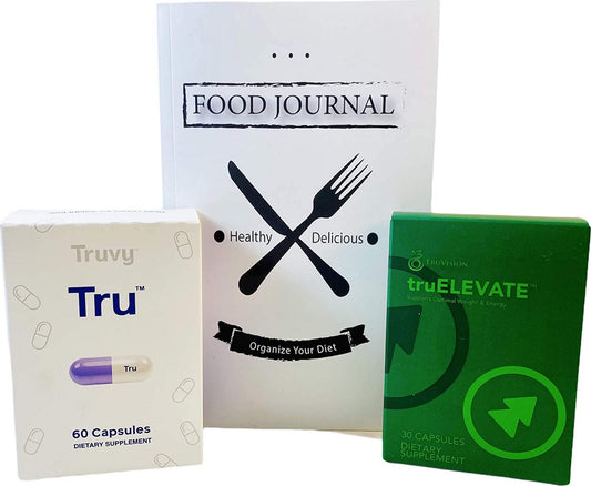 Truvision Health Weight Loss Supplements Trufix (60 Pills) and Truelevate (30 Pills) (90 Capsules Total) Weight Management Products Bundle with a Physical Food Journal