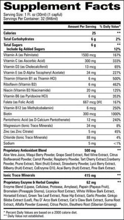 Turbo Power Plus Super Immunity 32 Oz. Liquid Energy Formula: 72 Natural Plant-Based Minerals, 17 Powerful Antioxidants, 47 Vitamins, Enzymes, Vitamin D3, Vitamin A, and Vitamin C