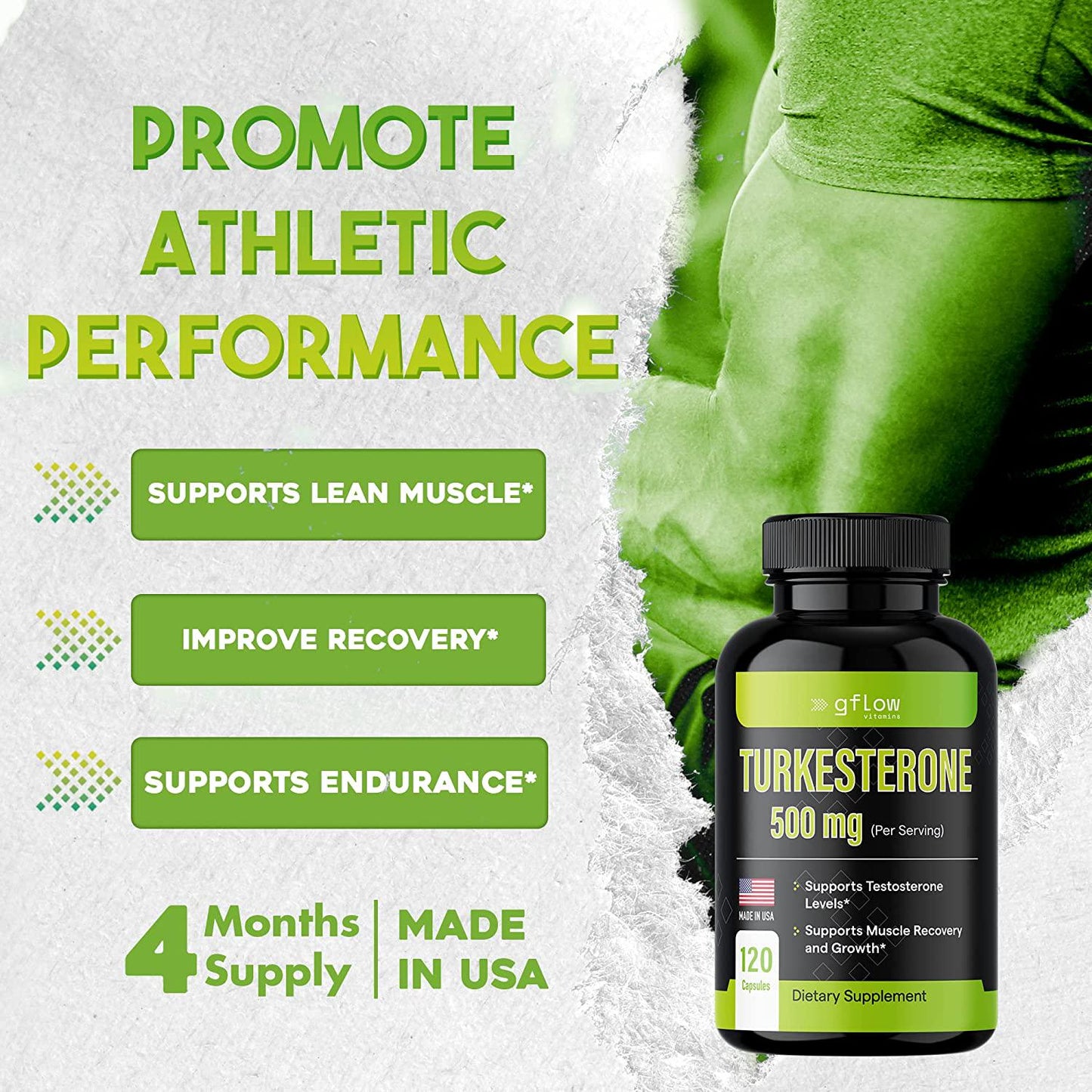 Turkesterone - 500 mg (Ajuga Turkestanica Extract Std. to 10% Turkesterone) Similar to Ecdysterone - Promotes Strength, Endurance, Muscle Growth - Highly Bioavailable and Plant Based - 4 Months Supply